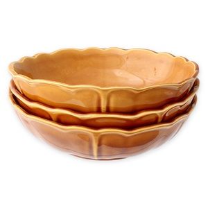 Vintage Luneville Louis XV Honey Bowls Set of 3 Faience France Scalloped 6.75”